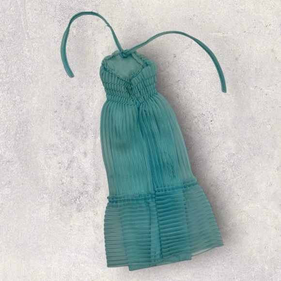 Vintage Barbie Turquoise Striped Sundress 1981 My First Fashions 3672 Teal Blue - Picture 4 of 4